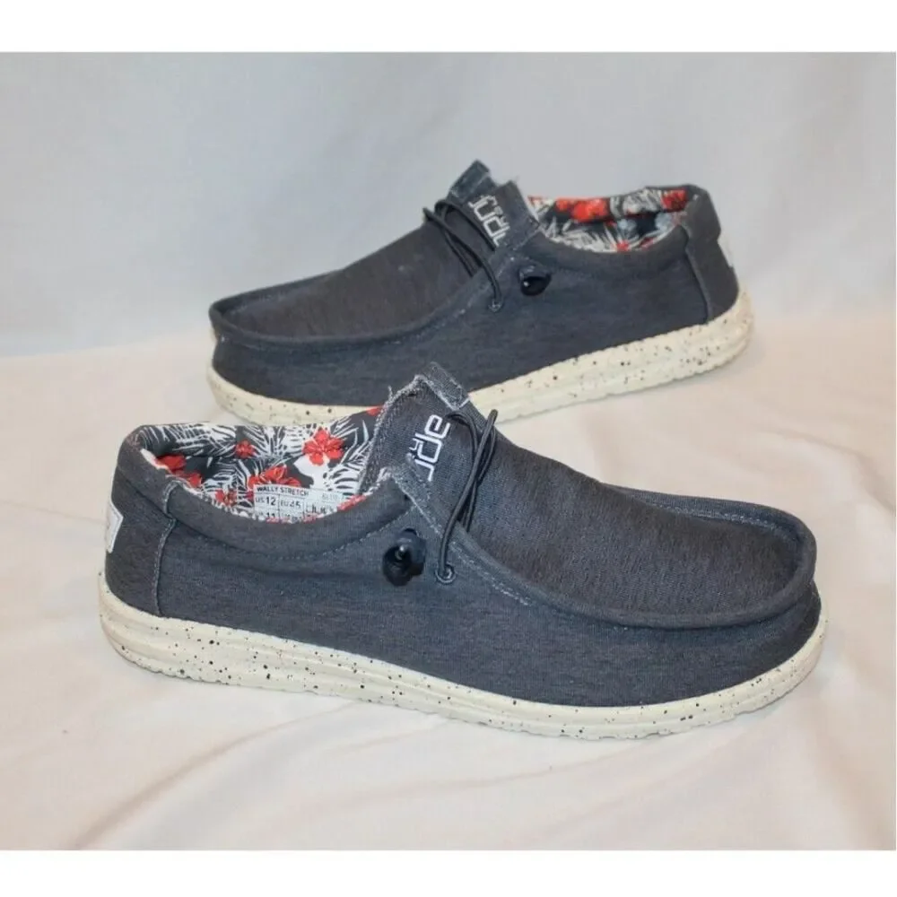 NEW MEN'S HEY DUDE WALLY BLUE CANVAS‎ WITH FLORAL TRIM 10